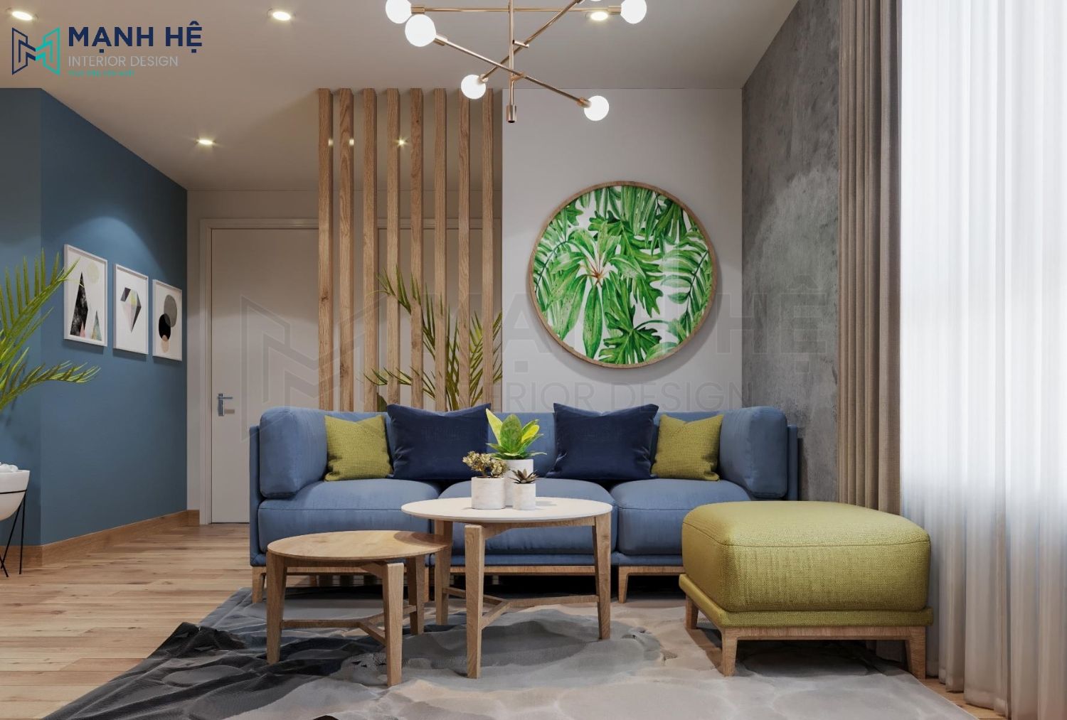 Nội thất phòng khách tươi sáng
