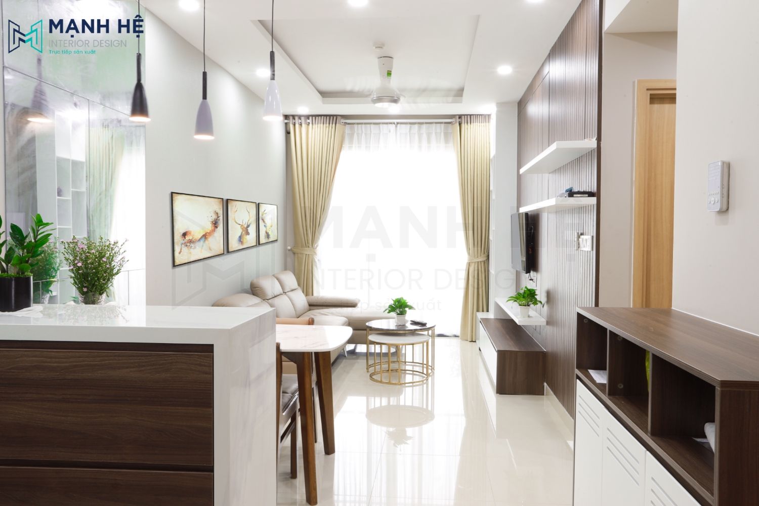 phòng khách liền bếp đẹp