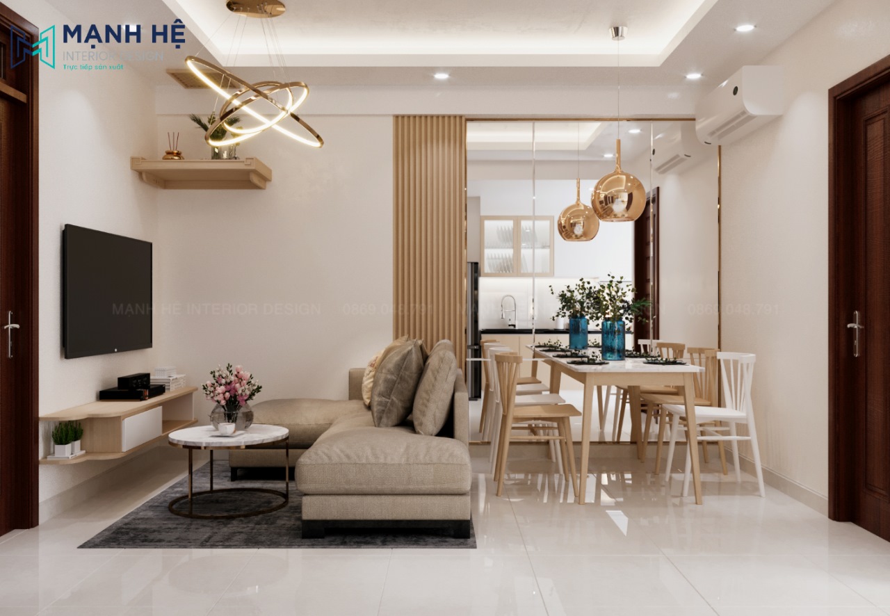 phòng khách liền bếp