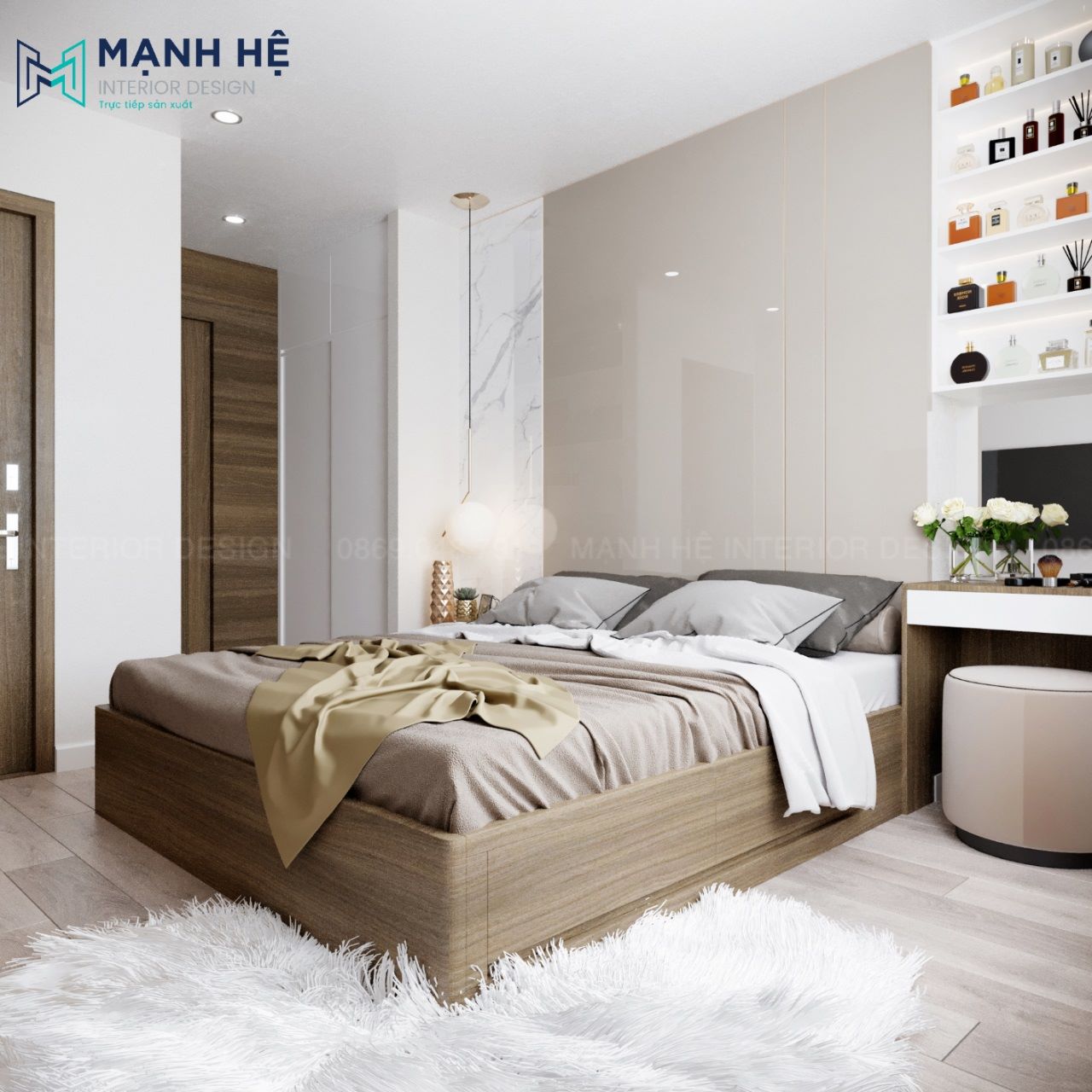 Thảm lông trang trí phòng ngủ