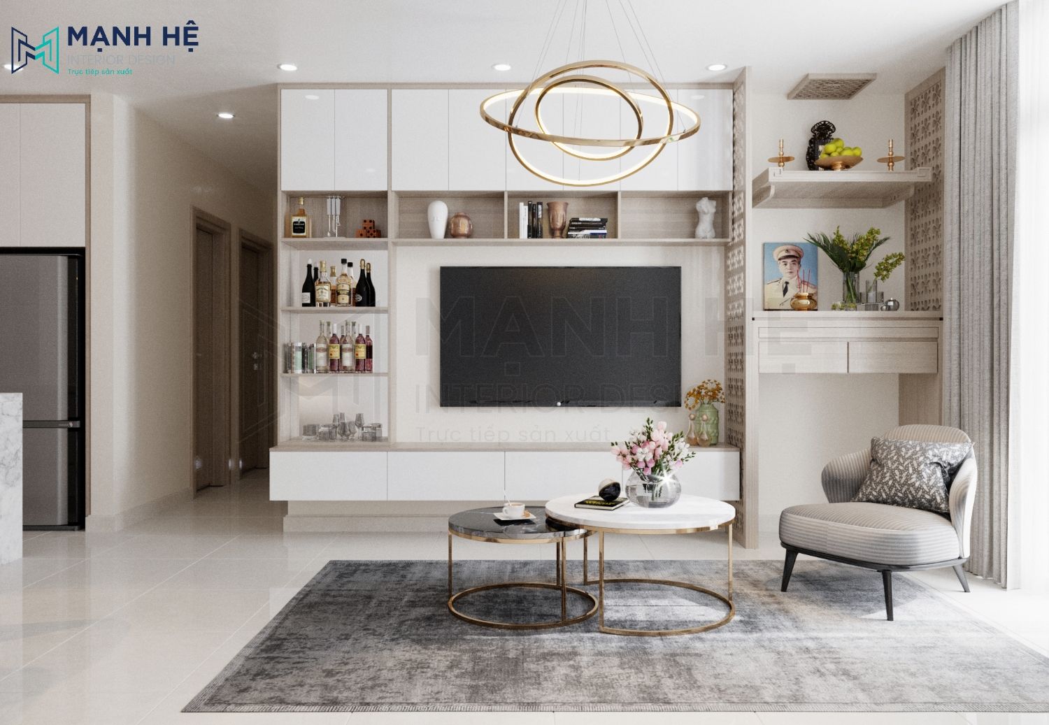 Kệ tivi kết hợp kệ rượu