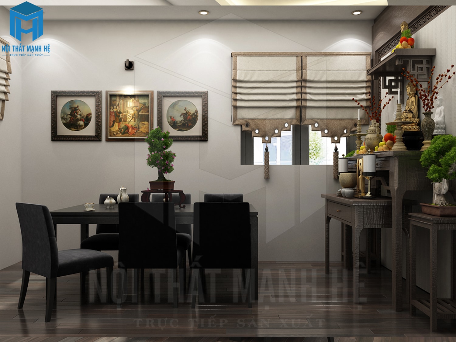 Phòng thờ kết hợp với phòng trà cho nhà biệt thự