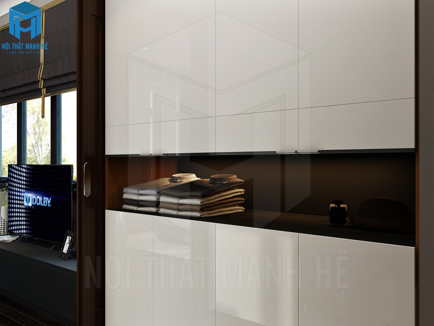 Tủ quần áo đẹp màu trắng phủ acrylic